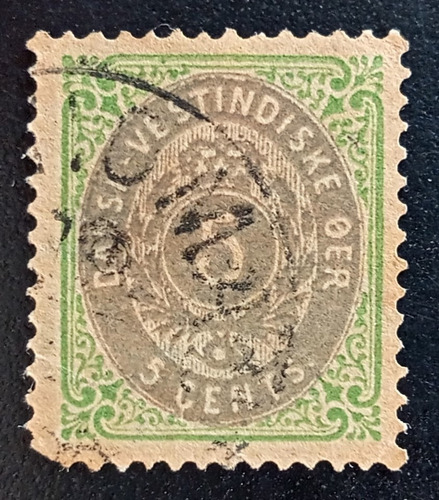 Antillas Danesas, Sello Yv 8 5 Cent 1873-1879 Usado L17997