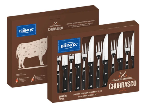 Kit Talheres Churrasco Barbacoa Linha Premium Faca Grande