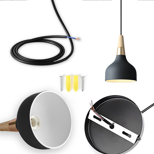 Lámpara Colgante Decorativa Moderna Ajustable Con Bombillas Color Negro