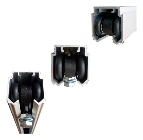 Kit Sistema Aereo Puerta Closet Corrediza + 2 Rieles Freno