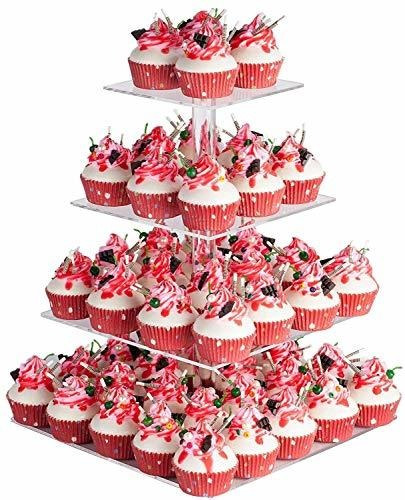 Yestbuy 4 Tier Acrílico Cupcake Stand, Cake Stand, Pikcg