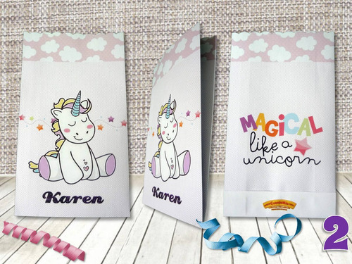 Imagen 2 de 9 de Bolsas Para Dulces - Fiesta Unicornio - Pkt De 10 - G