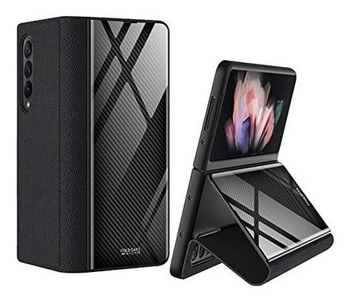 Compatible Con Galaxy Z Fold 3 5g Flip Case, Cuero De Lujo C