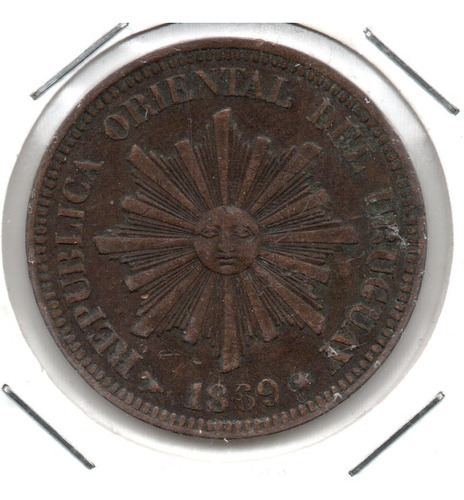 Uruguay Moneda 2 Centesimos Año 1869 H Km#12 Muy Linda