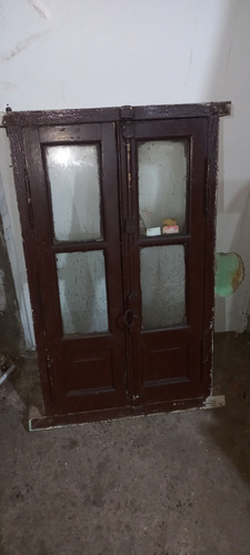 Ventana De Abrir Antigua De Madera Vidrio Repartido.. Marrón (Usado)