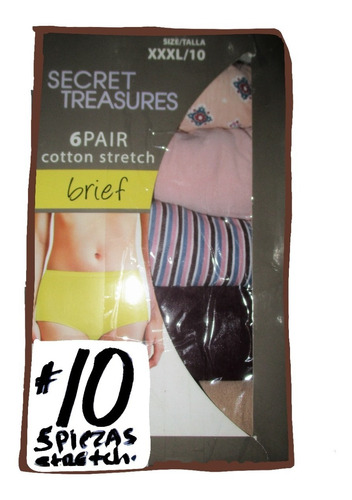 Pantaletas Colores Cn Stretch Talla 10 (38/40) Secret Treasu