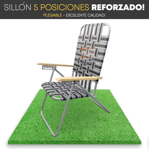 Imagen 4 de 8 de Sillon Reposera 5 Posiciones Reforzada Alta 120 Kilos