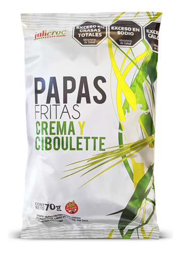 Papas Fritas Sabor Crema Y Ciboullete Julicroc 70g Pack X3