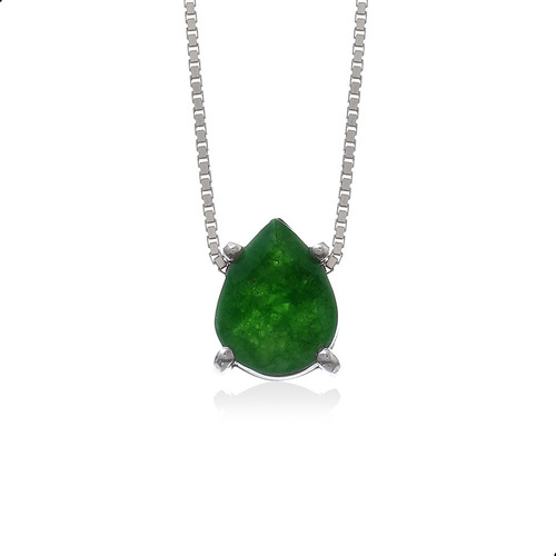 Colar Gota Jade Malasia Prata 925 Banho Rodio. Fp - 61050315