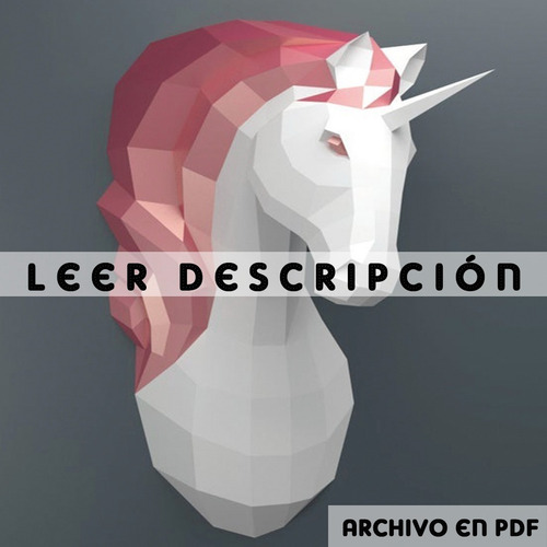 Papercraft Para Armar Unicornio Pared Pelo Largo