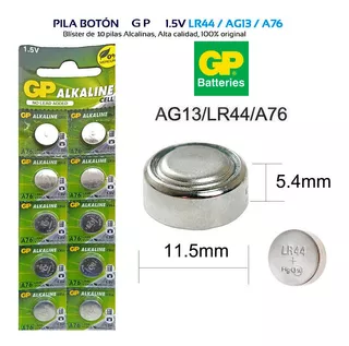 Bateria Pila Gp Alcalina Original Lr44-a76-ag13(x10) Exp2024