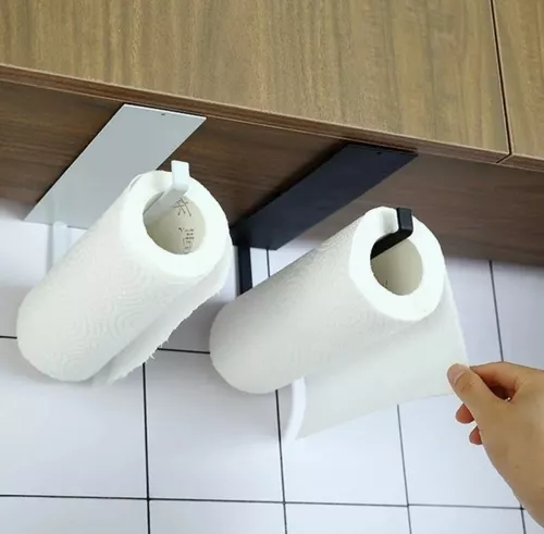 Soporte Porta Rollo Cocina Gancho Estante Adhesivo D/ Pared