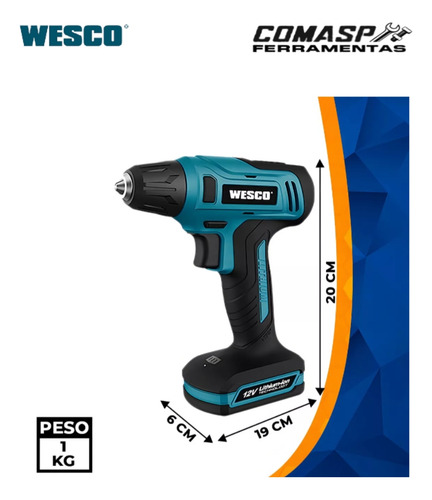 Parafusadeira Furadeira Ws2555k Sem Fio De 10mm Wesco
