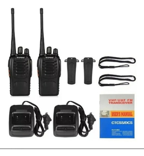 Pack 2 Radios Transmisor Walkie Talkie Baofeng 888s Color Negro Bandas De Frecuencia 400-470 Mhz