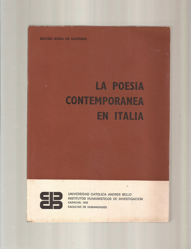 La Poesía Contemporánea En Italia Beatriz Binda Sartorio ^^