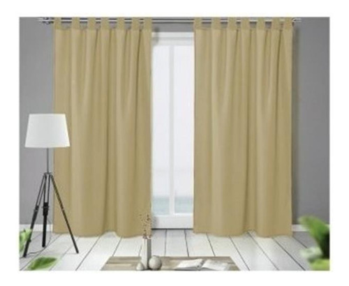 Juego De Cortina Tropical Mecánico Lisa Beige