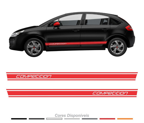 Adesivo Citroen C4 Faixa Lateral Competition Par Imp38