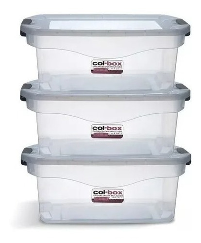 Cajas Organizadoras Plásticas Apilables 20 Lts X3 Colombraro