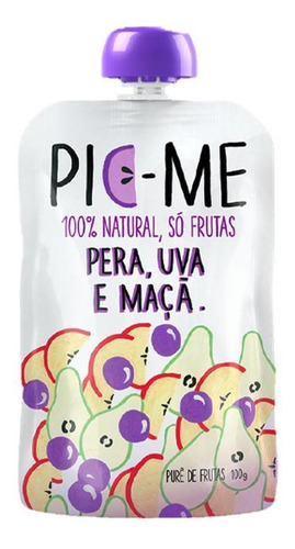 Kit De 12 Purês De Frutas Pera, Uva E Maçã 100g