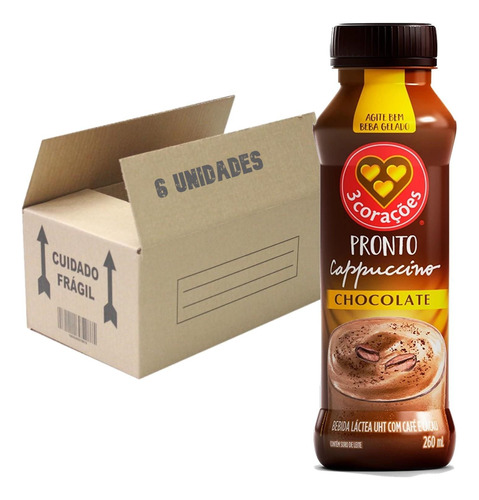 Cappuccino Pronto Chocolate 3 Corações 260ml (6x)