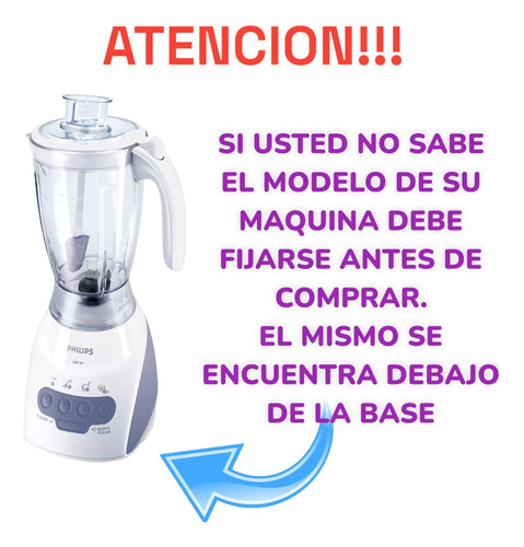 Imagen 2 de 9 de Vaso Jarra Licuadora Compatible Philips Cucina Hr2009