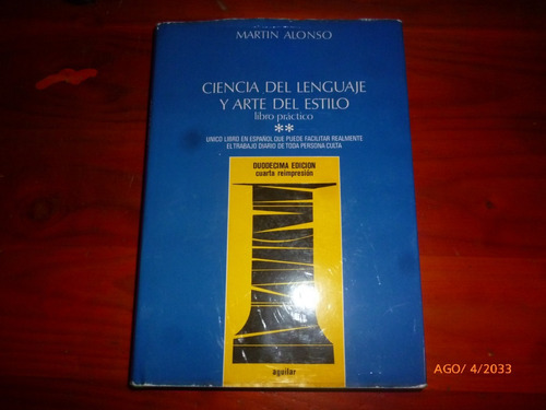 Ciencia Del Lenguaje Y Arte Del Estilo Vol.ii Martin Alonso 