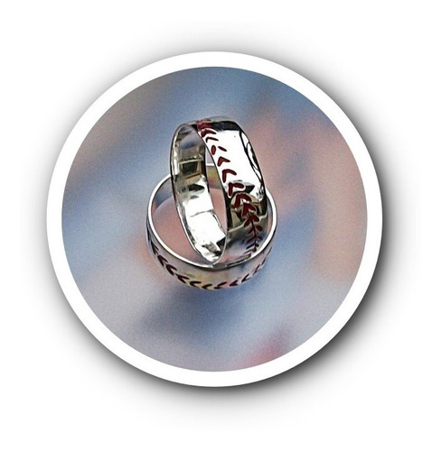 Personalizado Par De Anillo Beisbol Pareja Compromiso Plata