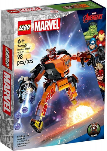 Lego Marvel - Rocket Mech Armor - 98 Pcs - Codigo 76243 