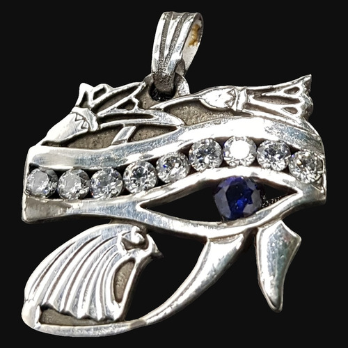 Dije Ojo De Horus En Plata Y Piedras 3 X 2,5 Cm 7 Gr Art 613