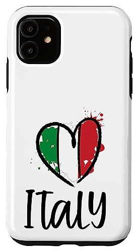 Funda Para iPhone 11 Italy Heart Line Art Flag - Plastico