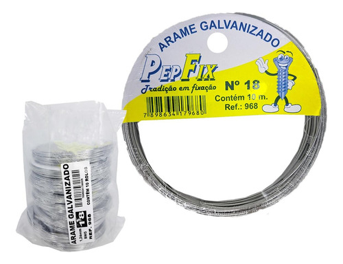 Arame Galvanizado Pepfix No.18 Rolinho 10m Com 10 Pecas