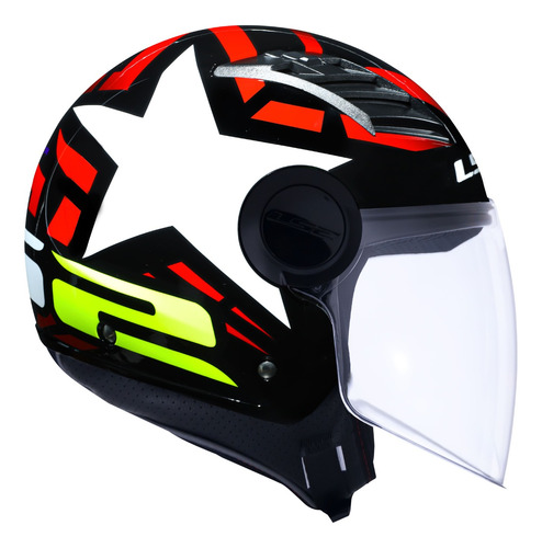 Capacete Ls2 Aberto Of562 Airflow Starwar Branco Vermelho