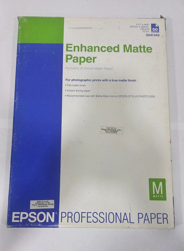 Papel Epson Mejorado Matte Profesional A3 190g 50 Hojas Sd99