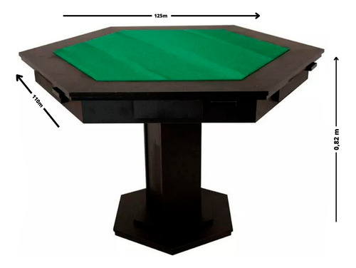 Mesa De Carteado Sextavada C/ Gavetas E Porta Copos