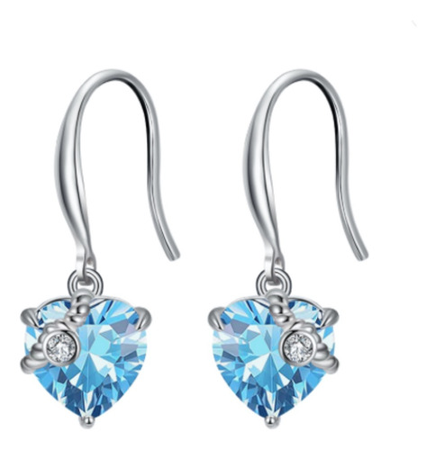 Aretes De Plata Con Zirconia De Corazón Calidad Premium 