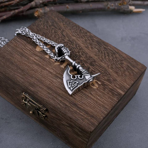 Colar Cordão Machado Vikings Valknut Nórdico Triângulos Odin