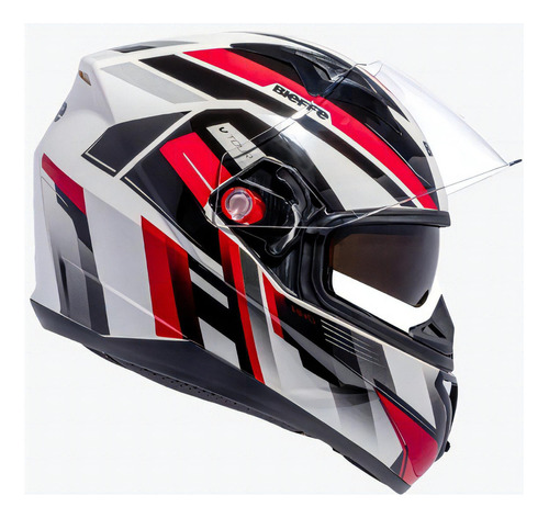 Capacete Moto Bieffe B-40 Vtour Com Óculos Interno Fumê Cor Branco Perolado com Vermelho Tamanho do capacete 61