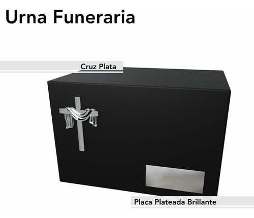 Urna Funeraria Mdf Negro Cruz Y Placa Aluminio Art20509