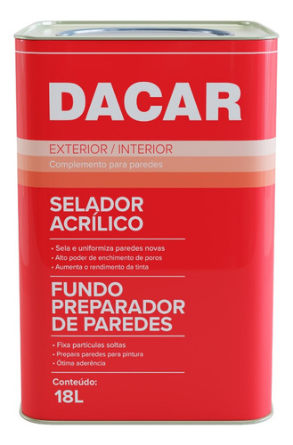 Pintura Sellador Pigmentado Acrílico Dacar Premium 18l