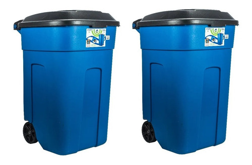 Bote Para Basura 135 L Tacho Con Tapa Y Llantas 2 Piezas