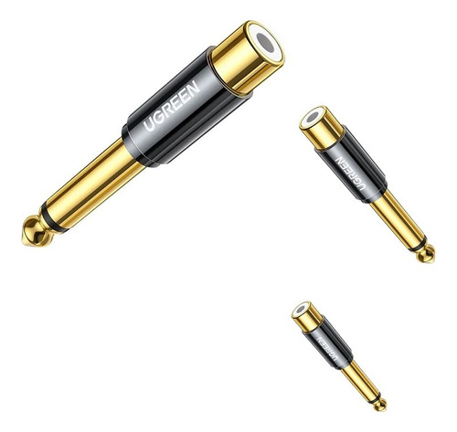 Adaptador Audio Rca Hembra 6.35mm Plug Dorado Original Ts