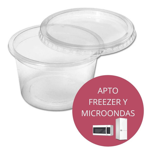 Imagen 2 de 10 de Kit Pote Con Tapa Plástico Descartable 500 Ml X 25 Copobras