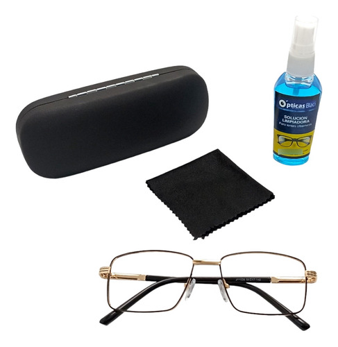 Lentes Fotocromáticos OBLACIV Ejecutivos Anti Luz Azul UV Armazón Negro Diseño Dorado