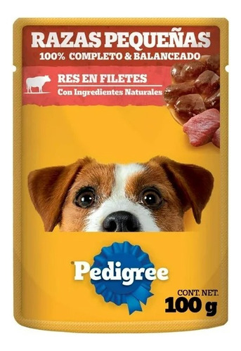 10 Sobres Para Perro Adulto Raza Pequeña Pedigree Res 100g