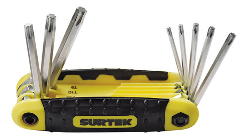Juego De 8 Llaves Torx® Tipo Navaja Surtek® T9 - T40 Color Plateado