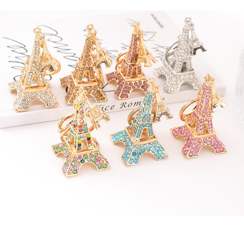 Llavero De Coche Creative Water Diamond Con La Torre Eiffel