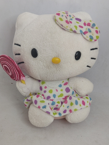 Peluche Hello Kitty Vestido Colores Con Paleta 15cm (Usado)