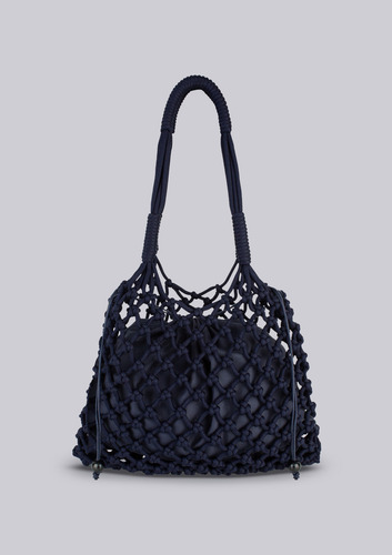 Bolsa Tiracolo Feminina De Macramê Hering Cor Azul