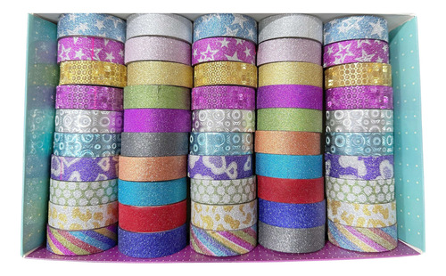 Cinta Washi Tape Brillo Glitter Decorativas Scrapbooking X12