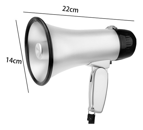 Bullhorn Megáfono Alarma Control De Volumen Ajustable Plata